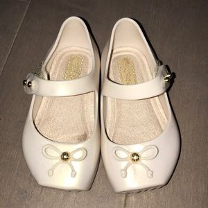 Mini Melissa Ivory Shimmer Mary Jane Shoes Size 5